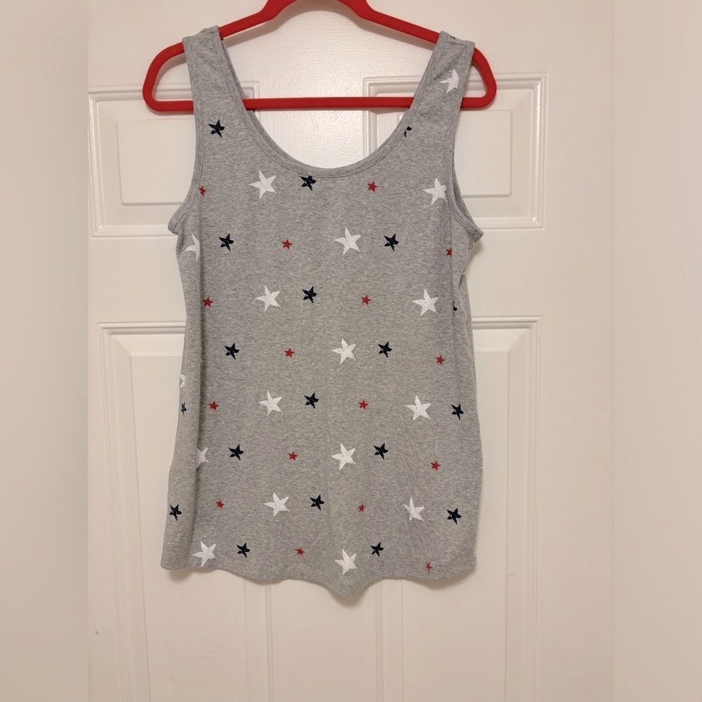 Gray Star Print Tank Top Size 18 Soft Stretch Casual